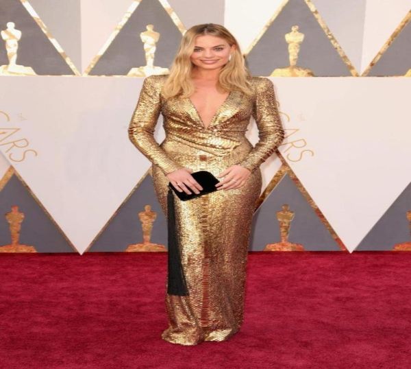 elegant 2019 new oscar margot robbie gold evening dresses deep v neck long sleeve bling sequined celebrity red carpet prom dr9891350, Black;red
elegant 2019 new oscar margot robbie gold evening dresses deep v neck long sleeve bling sequined celebrity red carpet prom dr9891350, Black;red