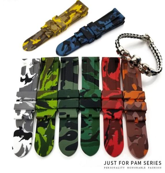 24mm 22mm 26mm colorful waterproof rubber silicone watch band strap pin buckle watchband strap for panerai watch pam man camouflag8686178, Black;brown
24mm 22mm 26mm colorful waterproof rubber silicone watch band strap pin buckle watchband strap for panerai watch pam man camouflag8686178, Black;brown