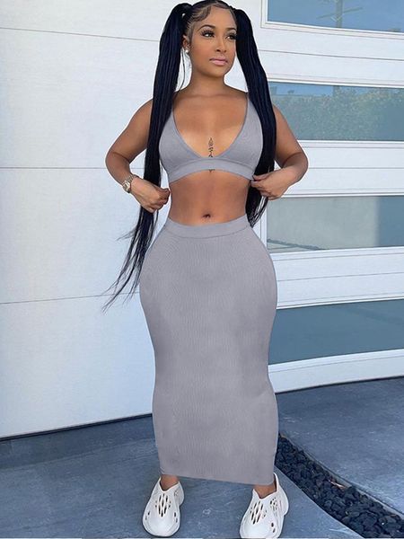 two piece dress weird puss skinny women tracksuit 2 piece set elastic tank ide belt maxi skirts matching streetwear causal ribbed outfits 23, White
two piece dress weird puss skinny women tracksuit 2 piece set elastic tank ide belt maxi skirts matching streetwear causal ribbed outfits 23, White