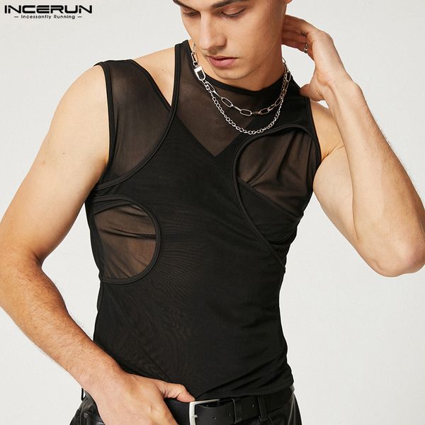 men' tank men hollow out mesh transparent streetwear solid oneck sleeveless vests 2023 party nightclub incerun s5xl 230630, White;black
men' tank men hollow out mesh transparent streetwear solid oneck sleeveless vests 2023 party nightclub incerun s5xl 230630, White;black