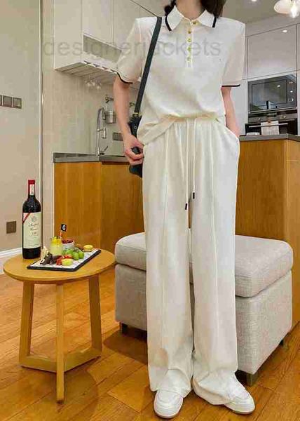 women's two piece pants designer 23 spring/summer letter embroidered knitted polo shirt short sleeve high waist straight trouser set la, White
women's two piece pants designer 23 spring/summer letter embroidered knitted polo shirt short sleeve high waist straight trouser set la, White