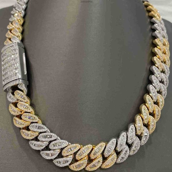 hip hop rapper jewelry 925 sterling silver 20mm twotone baguette moissanite miami iced out cuban link chain necklace
hip hop rapper jewelry 925 sterling silver 20mm twotone baguette moissanite miami iced out cuban link chain necklace