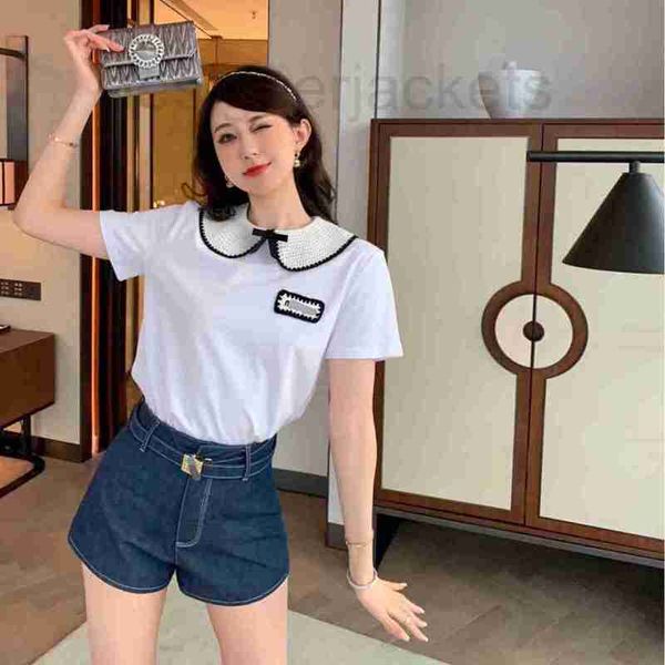 women's t-shirt designer letter embroidered lace doll neck short sleeve t-shirt soft and comfortable cotton loose versatile rjvl, White
women's t-shirt designer letter embroidered lace doll neck short sleeve t-shirt soft and comfortable cotton loose versatile rjvl, White
