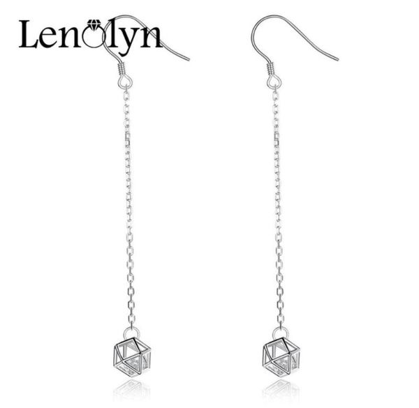 genuine real pure solid 925 sterling silver long dangle earrings for women cubic zircon hollow jewelry female drop chandelier8826130