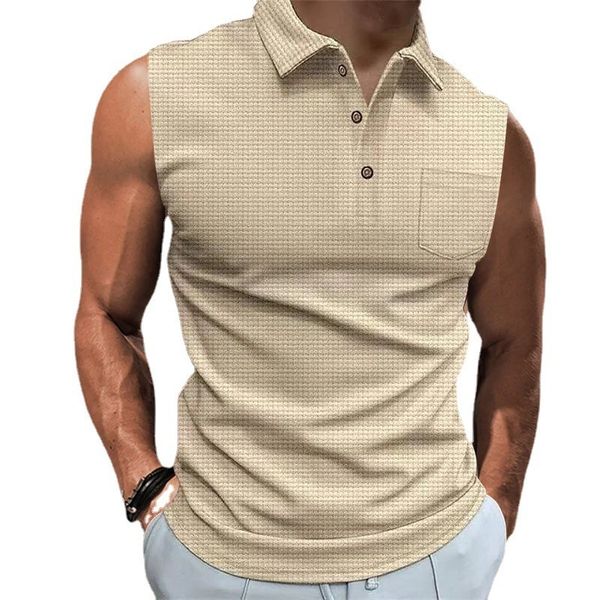 men' tank summer lapel buckle sleeveless casual sports camisole vest 230630, White;black
men' tank summer lapel buckle sleeveless casual sports camisole vest 230630, White;black