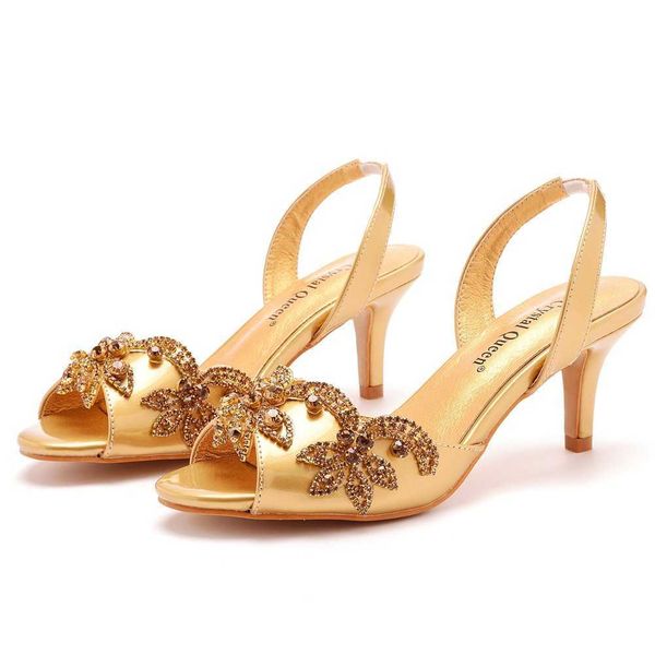 6cm fish sandals with shallow mouth and large round toe gold rhinestone high heel summer shoes, Black
6cm fish sandals with shallow mouth and large round toe gold rhinestone high heel summer shoes, Black