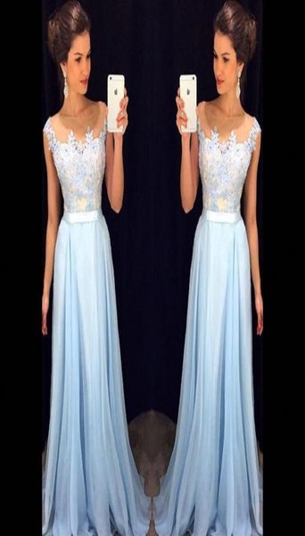 2018 elegant light sky blue prom dresses sheer neck cap sleeves appliqued chiffon floor length formal dresses modest evening gowns2667985, Black
2018 elegant light sky blue prom dresses sheer neck cap sleeves appliqued chiffon floor length formal dresses modest evening gowns2667985, Black