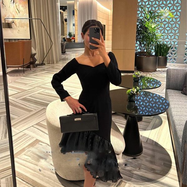 elegant short black evening dresses mermaid long sleeve tea length robe de mariee party gowns for women
elegant short black evening dresses mermaid long sleeve tea length robe de mariee party gowns for women