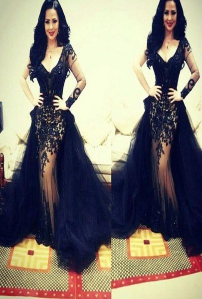 real long sleeve v neck evening dresses black detachable skirt appliques tulle party prom evening gowns5066488, Black;red
real long sleeve v neck evening dresses black detachable skirt appliques tulle party prom evening gowns5066488, Black;red