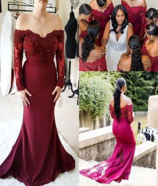 2019 new burgundy mermaid bridesmaid dresses off shoulder long sleeves lace appliques beads wedding guest dress formal maid of hon1647773, White;pink
2019 new burgundy mermaid bridesmaid dresses off shoulder long sleeves lace appliques beads wedding guest dress formal maid of hon1647773, White;pink