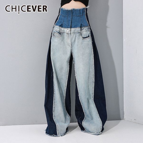 women's pants s chicever blue trousers for women high waist pockets hit color large size patchwork denim wide leg female fall clothes 2, Black;white
women's pants s chicever blue trousers for women high waist pockets hit color large size patchwork denim wide leg female fall clothes 2, Black;white