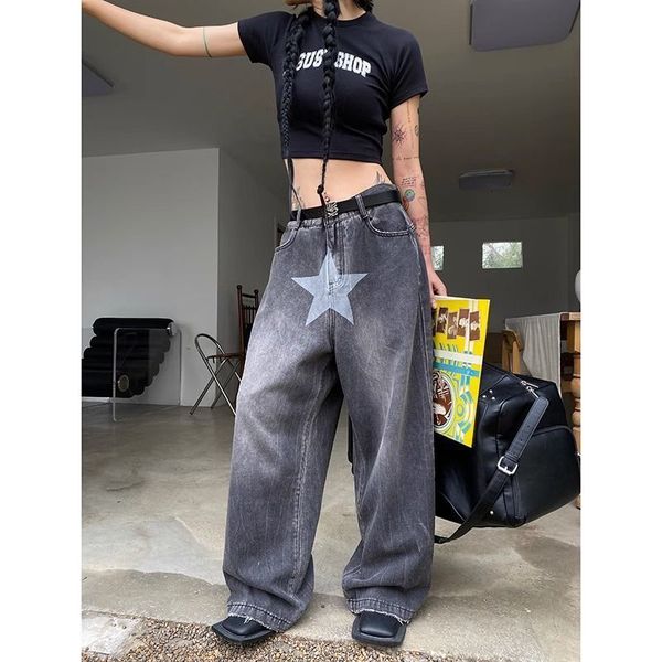 women s jeans star print high waisted woman street vintage washed old baggy women clothing casual wide leg pants 230701, Blue
women s jeans star print high waisted woman street vintage washed old baggy women clothing casual wide leg pants 230701, Blue