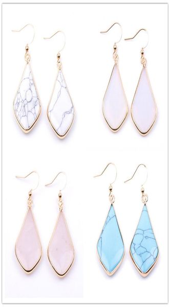 rhombus natural stone green white kallaite marble turquoise earrings gold color metal opal rose quartz dangle earrings for women j2102938, Silver
rhombus natural stone green white kallaite marble turquoise earrings gold color metal opal rose quartz dangle earrings for women j2102938, Silver