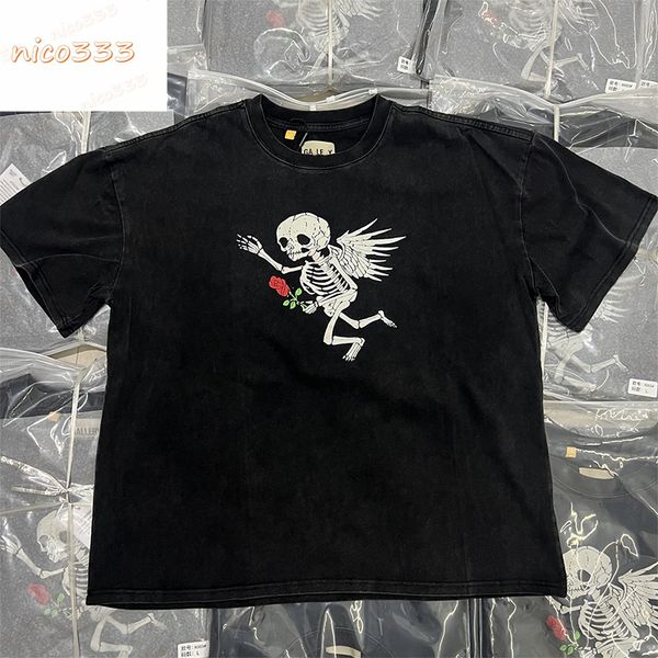 23ss new t shirt ga depts vintage washed old skull roses cotton round neck loose versatile men and women simple short shirt, White;black
23ss new t shirt ga depts vintage washed old skull roses cotton round neck loose versatile men and women simple short shirt, White;black