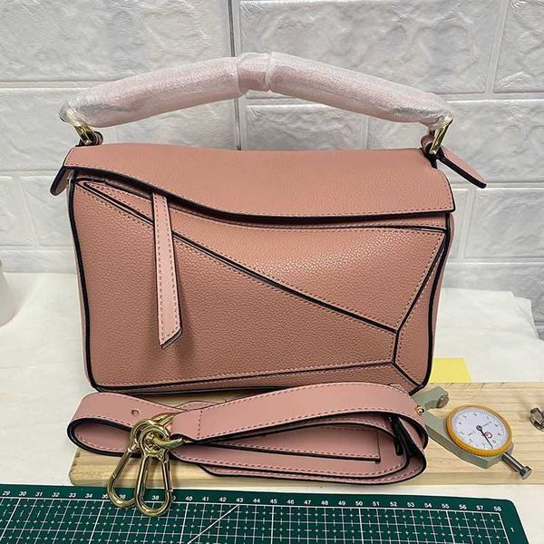 

Lowe High-end Leather Puzzles Bag Women's Shoulder Handbag Brand Spliced Geometric Wallet Fashion High Capacity Crossbody Tote, Sand - large (litchi grain)