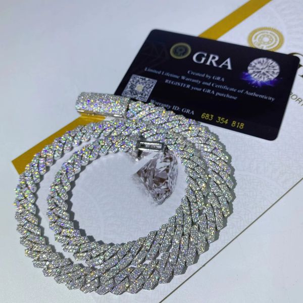 925 silver diamond necklace pass tester 15mm 2 row gemstone ice crystal cuban chain bracelet for men
925 silver diamond necklace pass tester 15mm 2 row gemstone ice crystal cuban chain bracelet for men
