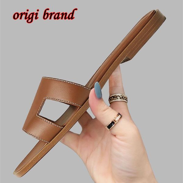 sandals for women designer beach slippers h letter brand summer genuine leather white black brown slide ladies flat heels sandal with bag 35
sandals for women designer beach slippers h letter brand summer genuine leather white black brown slide ladies flat heels sandal with bag 35