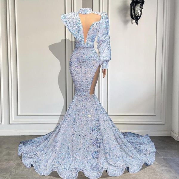 stunning long sleeve high neck mermaid style white sparkly velvet sequin african black girls prom dresses 2022 03303017562 
stunning long sleeve high neck mermaid style white sparkly velvet sequin african black girls prom dresses 2022 03303017562