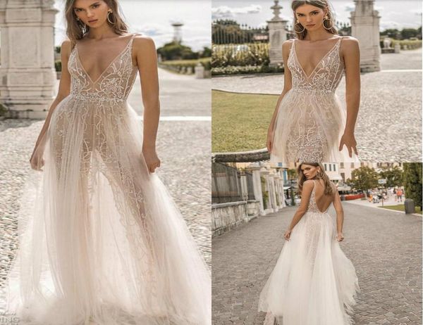 2019 berta wedding dresses a line deep v neck backless sweep train sleeveless beach wedding dress beaded sequins vestido de n9371873, White
2019 berta wedding dresses a line deep v neck backless sweep train sleeveless beach wedding dress beaded sequins vestido de n9371873, White