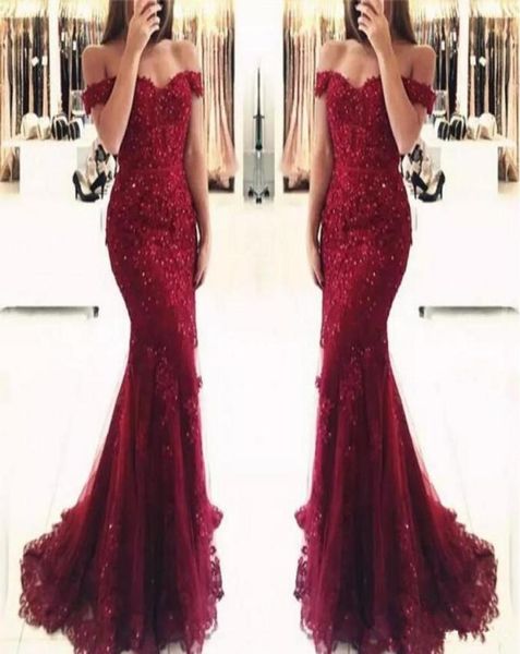 2019 burgundy lace applique tulle mermaid prom dresses with beaded off the shoulder long party evening formal gowns2097794, Black
2019 burgundy lace applique tulle mermaid prom dresses with beaded off the shoulder long party evening formal gowns2097794, Black