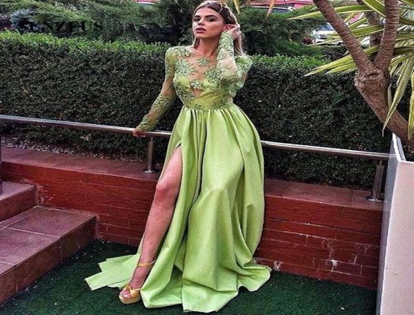 lime green prom dresses with long sleeves appliques bodice long satin evening party gowns with side slit8738120, Black
lime green prom dresses with long sleeves appliques bodice long satin evening party gowns with side slit8738120, Black