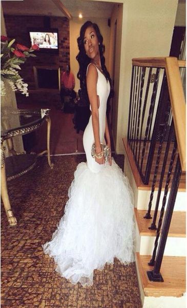 shevny stunning white vneck 2017 prom dresses mermaid ruffles backless wave bottom simple evening gown floor length formal party 8611202, Black
shevny stunning white vneck 2017 prom dresses mermaid ruffles backless wave bottom simple evening gown floor length formal party 8611202, Black