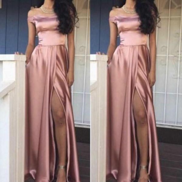 high split pink evening dresses off shoulder satin saudi arabia vestidos de festa long party dress prom formal pageant celebr2358565, Black;red
high split pink evening dresses off shoulder satin saudi arabia vestidos de festa long party dress prom formal pageant celebr2358565, Black;red