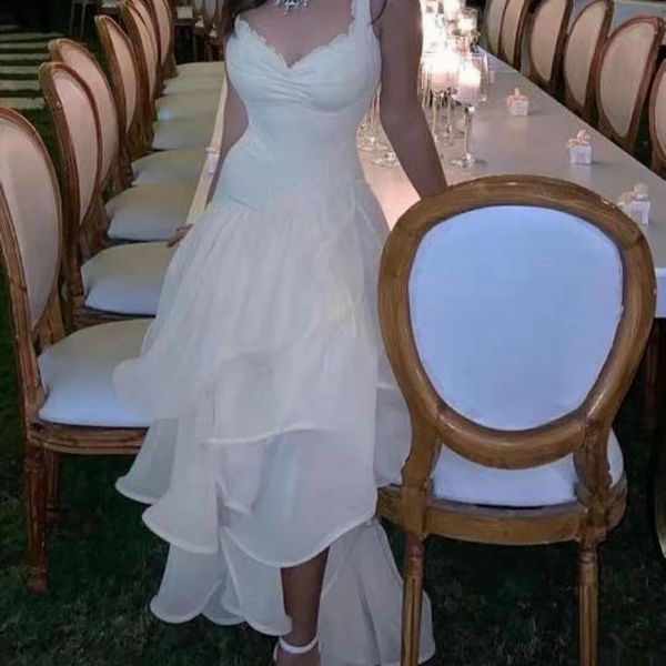 hi-lo white tulle v-neck prom dresses with ruffles spaghetti straps robe de soiree formal evening party gowns, Black
hi-lo white tulle v-neck prom dresses with ruffles spaghetti straps robe de soiree formal evening party gowns, Black