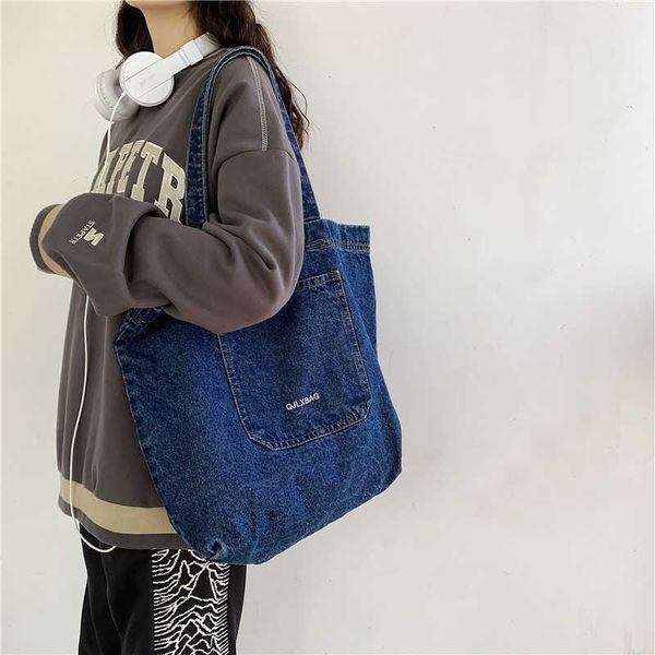 denim handbag new artistic fashion women's bag canvas open shopping bag large capacity bucket bag
denim handbag new artistic fashion women's bag canvas open shopping bag large capacity bucket bag