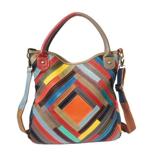 totes new women's bag cowhide spliced leather handbag crossbody striped colorful 230619
totes new women's bag cowhide spliced leather handbag crossbody striped colorful 230619