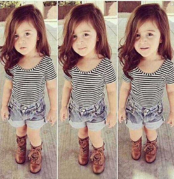baby girls boutique clothing set strip denim shorts pants for summer kid black bodysuit children clothes cool outfit set play9896452, White
baby girls boutique clothing set strip denim shorts pants for summer kid black bodysuit children clothes cool outfit set play9896452, White