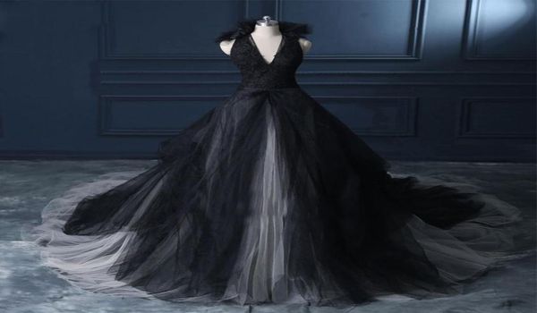 vintage 2019 black and white ivory wedding dress gothic v neck sleeveless lace appliques tulle skirt bridal gowns ruffles6070656
vintage 2019 black and white ivory wedding dress gothic v neck sleeveless lace appliques tulle skirt bridal gowns ruffles6070656