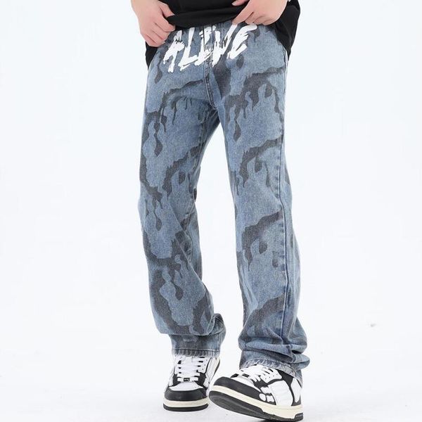 new summer letter print blue men's and women's denim pants baggy straight streetwear jeans oversized casual cargos, Black;brown
new summer letter print blue men's and women's denim pants baggy straight streetwear jeans oversized casual cargos, Black;brown