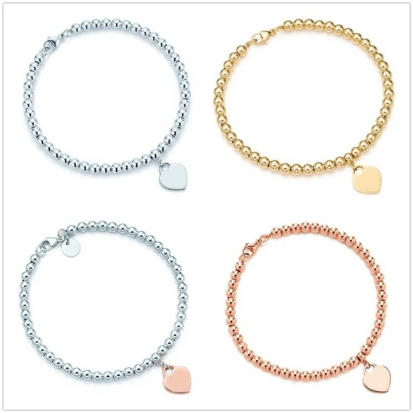 luxury desinger fashion 925 sterling silver tag love heart bracelets original classic beaded bracelet tif 4mm gold bead chain man women jewe, Black
luxury desinger fashion 925 sterling silver tag love heart bracelets original classic beaded bracelet tif 4mm gold bead chain man women jewe, Black