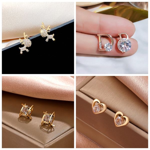 4pairs stud earrings fashion versatile lovely heart deer letter square personalized earrings - ins style fashion jewelry, Silver
4pairs stud earrings fashion versatile lovely heart deer letter square personalized earrings - ins style fashion jewelry, Silver
