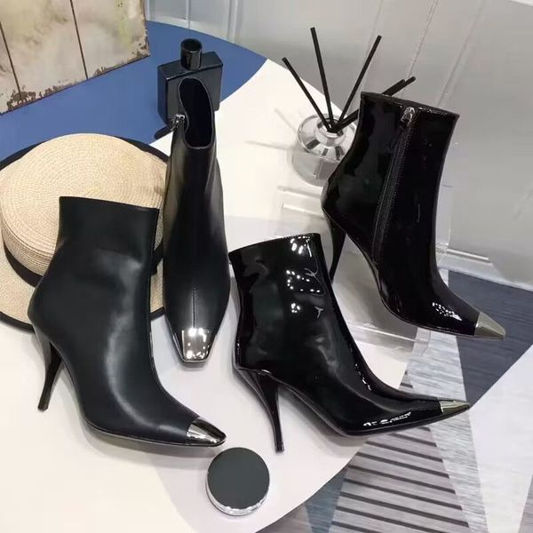 autumn winter zipper heeled heel boots fashion 100% leather black woman boot pointed metal women designer shoes lady thin heel heels large s
autumn winter zipper heeled heel boots fashion 100% leather black woman boot pointed metal women designer shoes lady thin heel heels large s