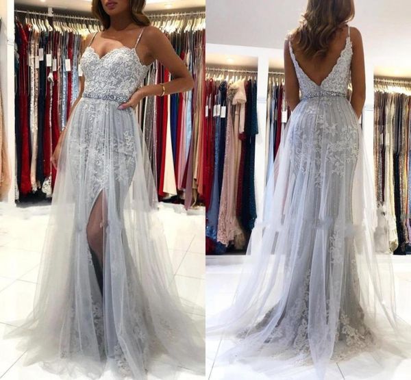 gorgeous lace tulle split prom dresses spaghetti straps backless a line evening gowns with beaded belt bc127915686987, Black
gorgeous lace tulle split prom dresses spaghetti straps backless a line evening gowns with beaded belt bc127915686987, Black
