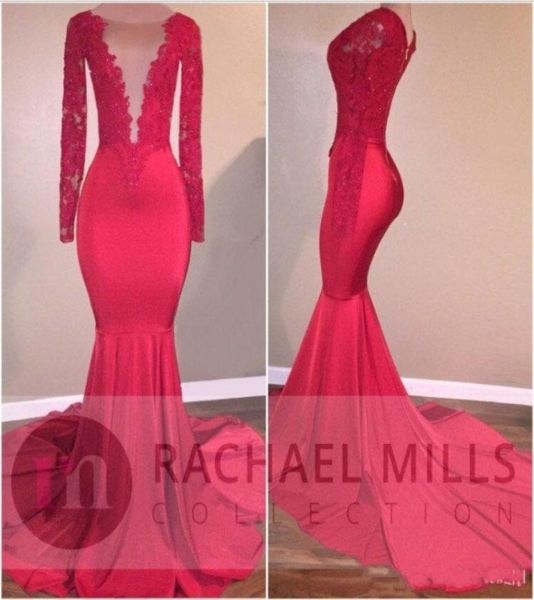 2k18 red mermaid prom dresses evening wear lace applique sequin celebrity gowns sweep train long sleeves party dress 802068, Black
2k18 red mermaid prom dresses evening wear lace applique sequin celebrity gowns sweep train long sleeves party dress 802068, Black