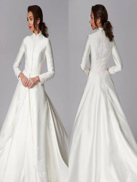 2020 modest muslim wedding dresses a line satin appliques high neck country bridal gowns sweep train long sleeve bohemian wedding 2341123, White
2020 modest muslim wedding dresses a line satin appliques high neck country bridal gowns sweep train long sleeve bohemian wedding 2341123, White