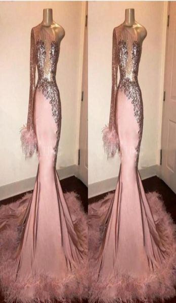 sequins long sleeve mermaid pink evening dresses with feathers silver appliques one shoulder african formal prom dress vestidos de2127612, Black;red
sequins long sleeve mermaid pink evening dresses with feathers silver appliques one shoulder african formal prom dress vestidos de2127612, Black;red