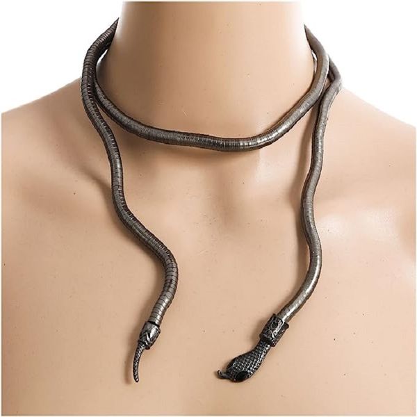 pendant necklaces curved punk snake necklace collar adjustable snake bracelet elastic wrap collar multifunctional medusa hollween women', Silver
pendant necklaces curved punk snake necklace collar adjustable snake bracelet elastic wrap collar multifunctional medusa hollween women', Silver