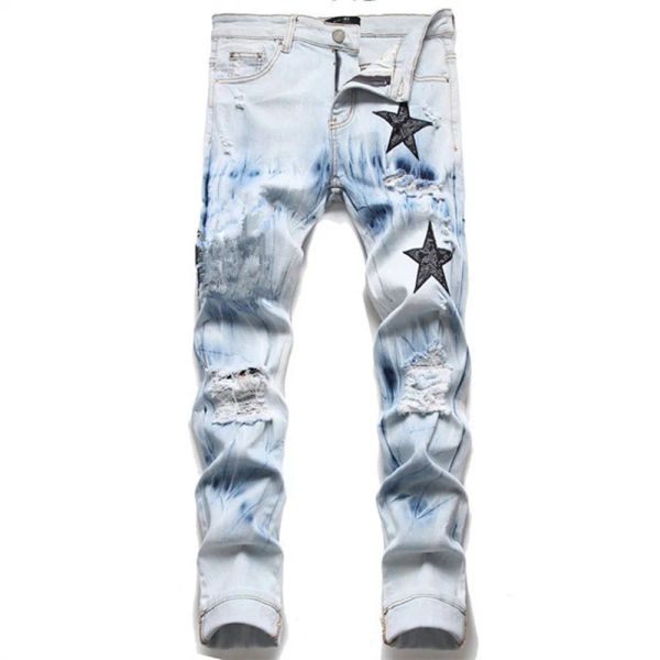 2023 men's jeans designers jeans hombre trousers men embroidery patchwork ripped for trend brand motorcycle pant mens skinny, Blue
2023 men's jeans designers jeans hombre trousers men embroidery patchwork ripped for trend brand motorcycle pant mens skinny, Blue