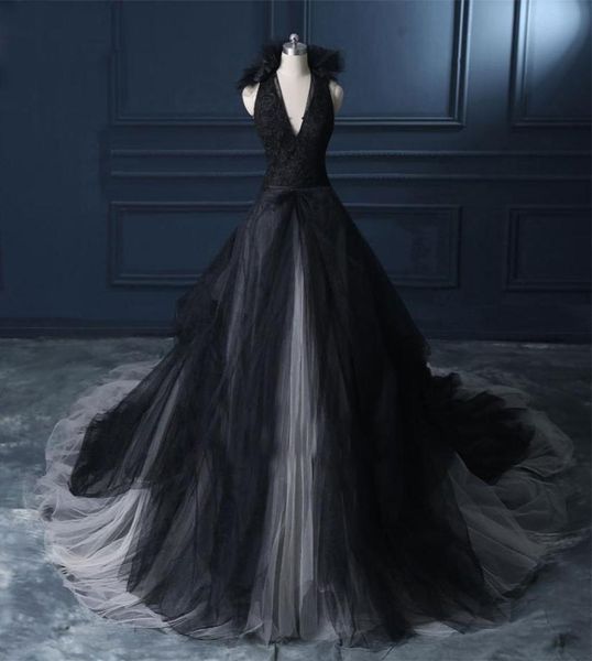 vintage 2019 black and white ivory wedding dress gothic v neck sleeveless lace appliques tulle skirt bridal gowns ruffles1117156
vintage 2019 black and white ivory wedding dress gothic v neck sleeveless lace appliques tulle skirt bridal gowns ruffles1117156