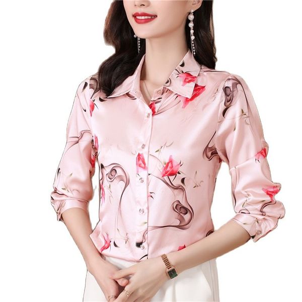 2023 graceful print satin blouses designer women's business formal lapel button front shirts plus size ol long sleeve sweet girl back, White
2023 graceful print satin blouses designer women's business formal lapel button front shirts plus size ol long sleeve sweet girl back, White