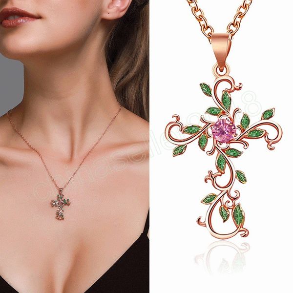 classic cubic zirconia flower cross necklace women creative crystal leaf wrap necklace christian jewelry, Silver
classic cubic zirconia flower cross necklace women creative crystal leaf wrap necklace christian jewelry, Silver