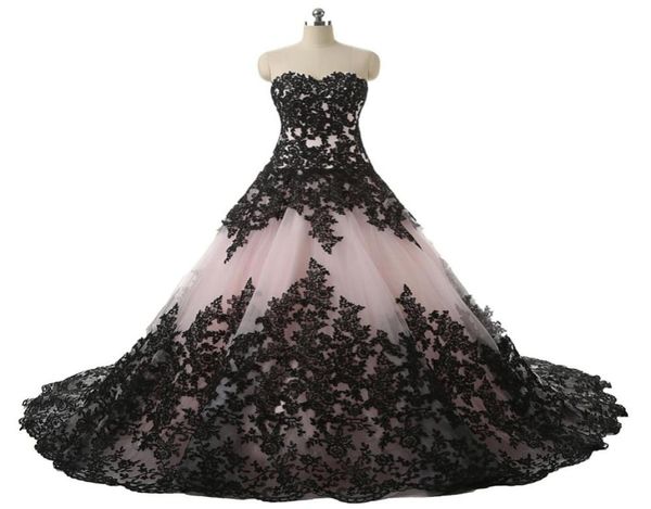 blushing pink black gothic ball gown wedding dresses sweetheart lace appliques vintage bridal gowns non white wedding colorful4170268
blushing pink black gothic ball gown wedding dresses sweetheart lace appliques vintage bridal gowns non white wedding colorful4170268