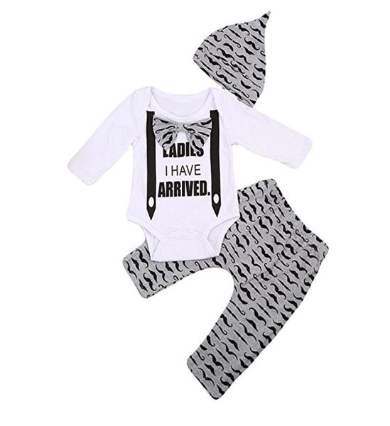 2017 mikrdoo newborn toddler baby kids boys ladies i have arrived romper bowknot pants hat 3pcs suits cotton outfits casual h3522585, White
2017 mikrdoo newborn toddler baby kids boys ladies i have arrived romper bowknot pants hat 3pcs suits cotton outfits casual h3522585, White