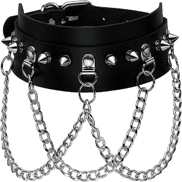 new style cool punk gothic collar for women and men black pu leather vingate necklace adjustable, Silver
new style cool punk gothic collar for women and men black pu leather vingate necklace adjustable, Silver