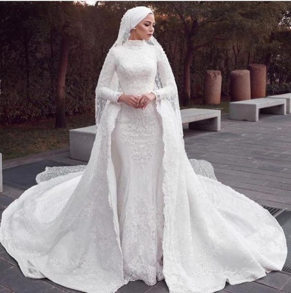 modest muslim mermaid wedding dresses with detachable train lace appliques overskirt bridal gowns hijab court train vintage robes 9502572, White
modest muslim mermaid wedding dresses with detachable train lace appliques overskirt bridal gowns hijab court train vintage robes 9502572, White