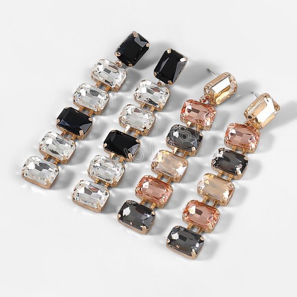 fashion metal rhinestone glass long square earrings women's trendy dangle earrings party jewelry accessories, Silver
fashion metal rhinestone glass long square earrings women's trendy dangle earrings party jewelry accessories, Silver